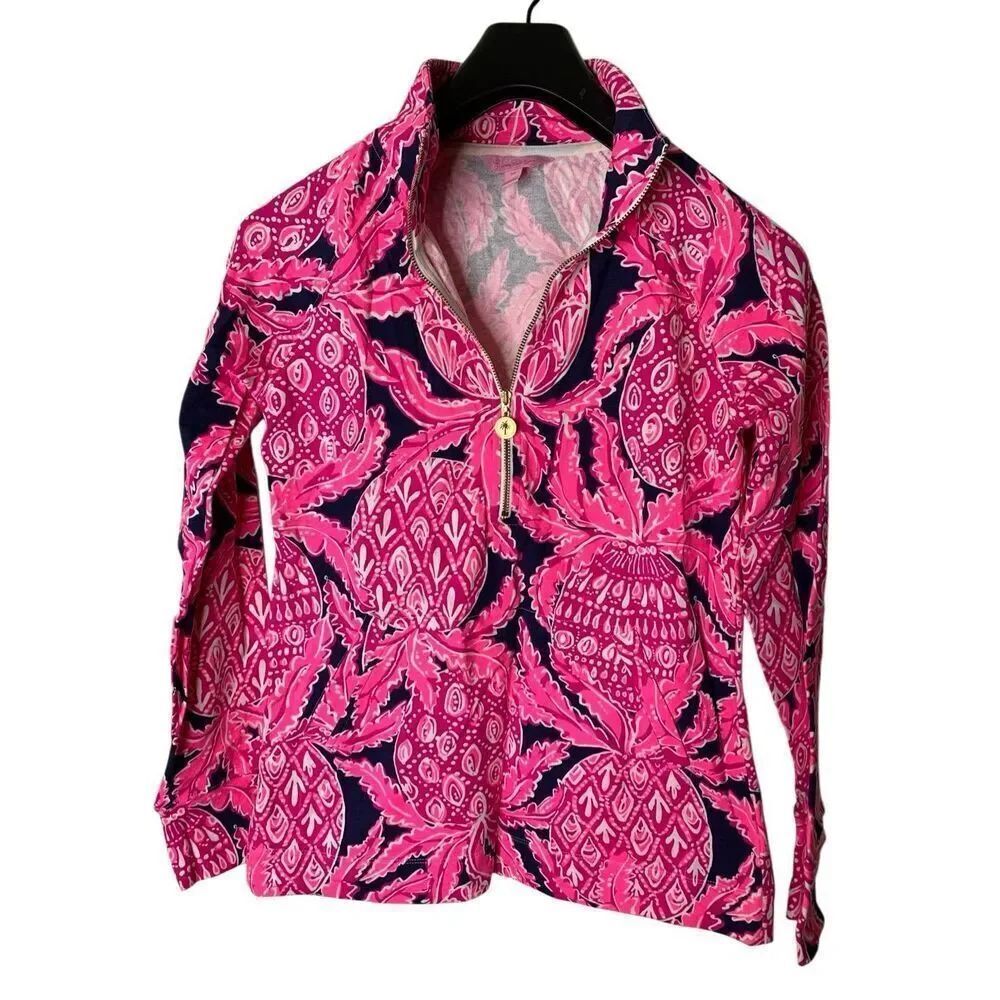 Lilly Pulitzer Skipper Popover Coco Safari pineapple print women's size XS